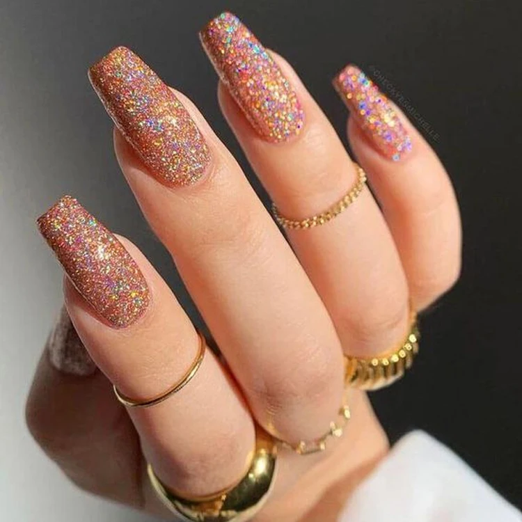 New trend shiny acrylic nails wholesale long coffin acrylic press on nails