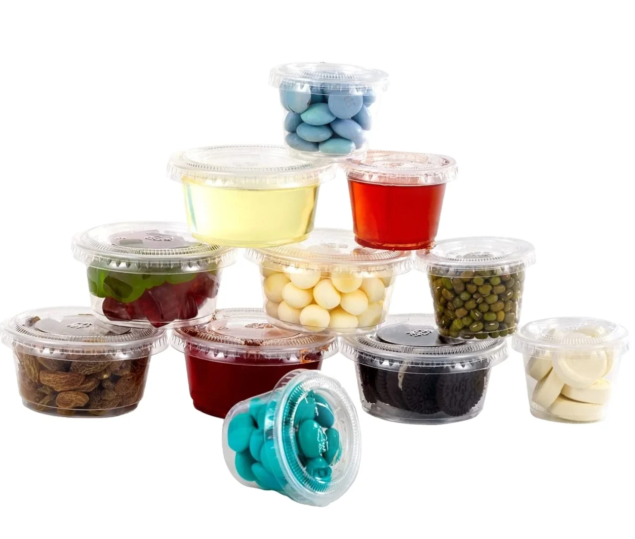 4oz Jello Shot Cups Condiment Pudding Cups sauce dipping Salad Dressing Container Disposable Mini Plastic Cup with lid