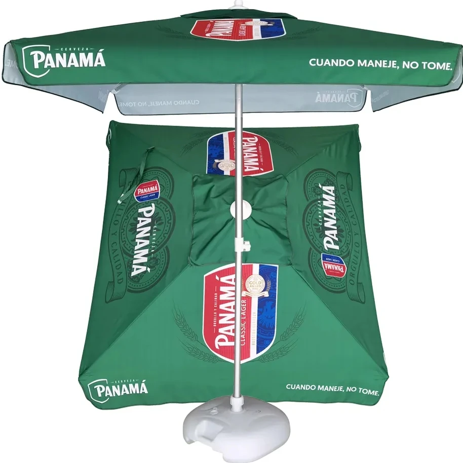 Portable Garden and Beach Advertising Sun Umbrella with Custom Logo Black Coating Panel Marketing Tool