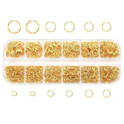 1050Pcs 0.7mm Plated Color Open Jump Rings Mixed 4mm 5mm 6mm 7mm 8mm 10mm Iron Split Rings For Findings Jewelry