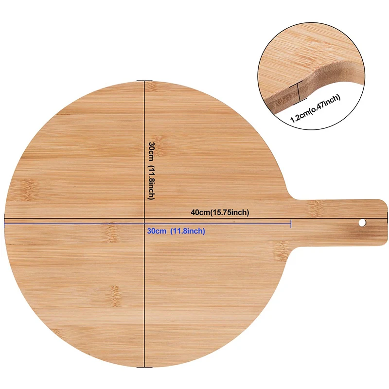 Bamboo Pizza Board 30 cm Chopping Board Serving Board with Handle  Board Pizza Plate Pizza Peel Board for Steak Cak