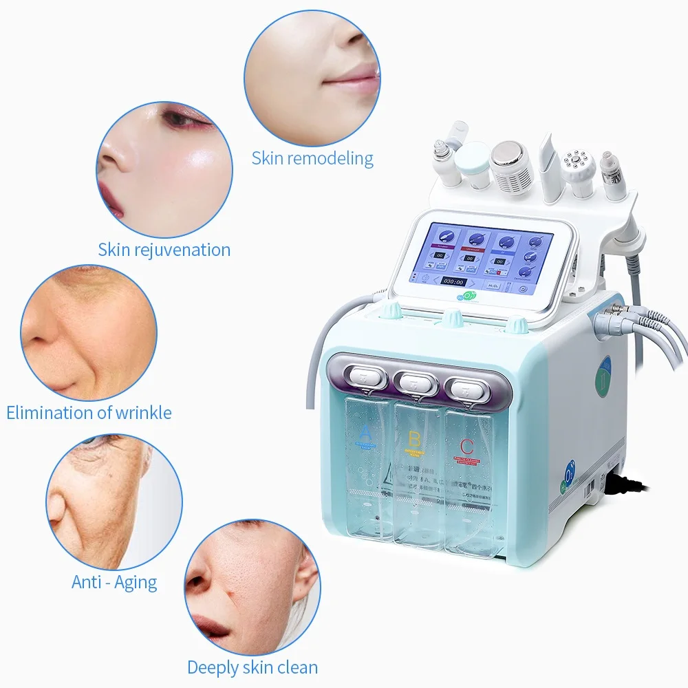 6 in 1 H2O2 hydra 6 in 1 facial aqua peeling dermabrasion blackhead remover vacuum hydra machine for facial
