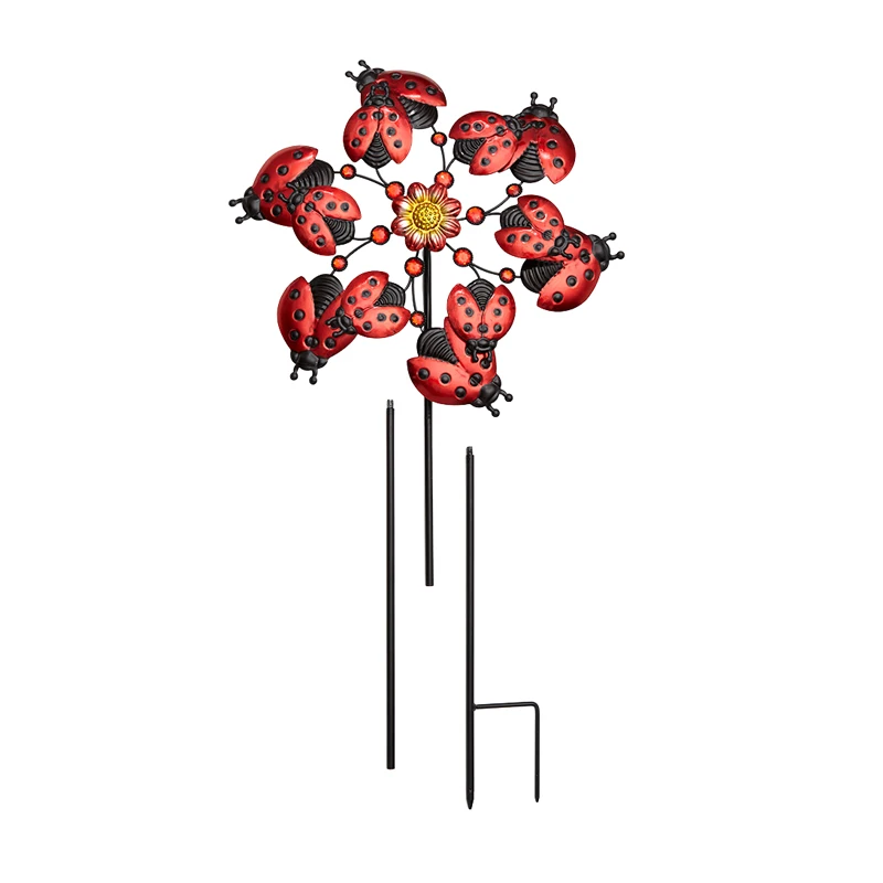 Уличный домашний декоративный садовый металлический Спиннер с божьей коровкой