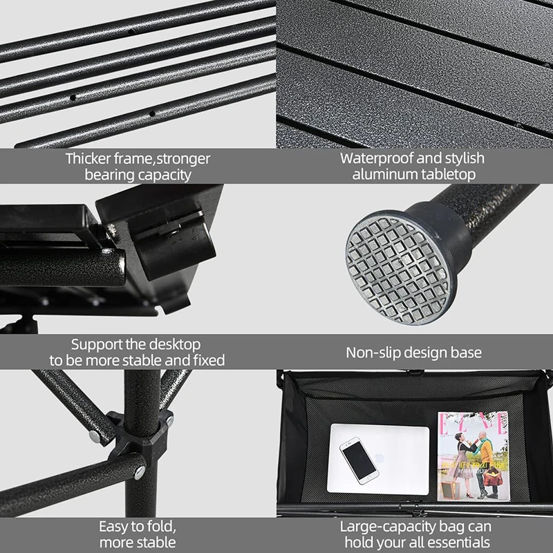 Lightweight  Aluminum Folding Table Roll Up Table with Easy Carrying Bag for car Camping