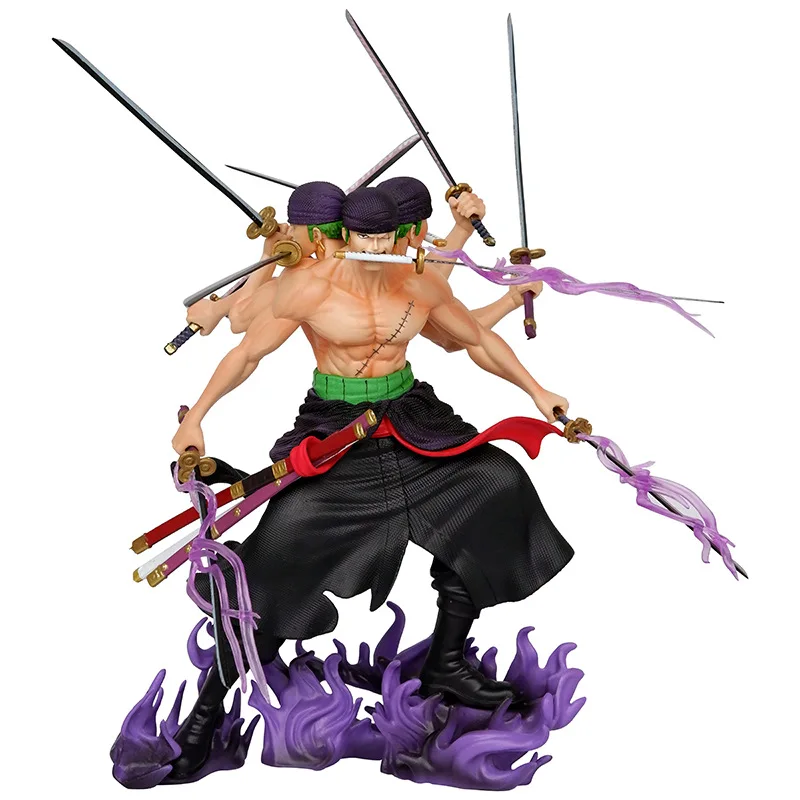 One pieces hand-made battle nine-knife flow Sauron model Asura three-head six-arm  Sauron cartoon ornaments