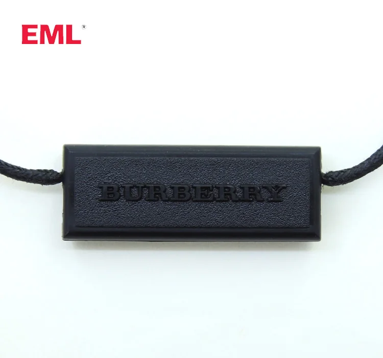 Hangtag Lock Custom Embossed Brand Name Logo Plastic Swing Loop Hang Tags Seal String for Garment