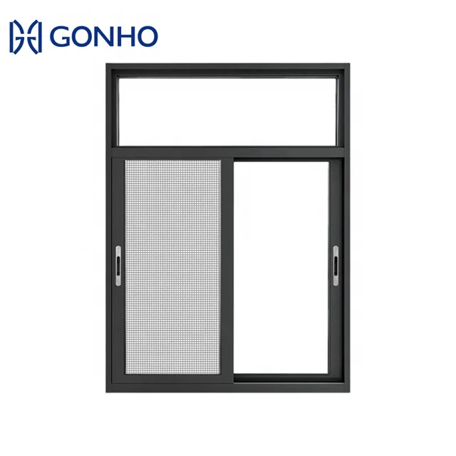 GONHO Horizontal sliding double triple glazed soundproof grilles aluminum aluminum windows with mosquito mesh