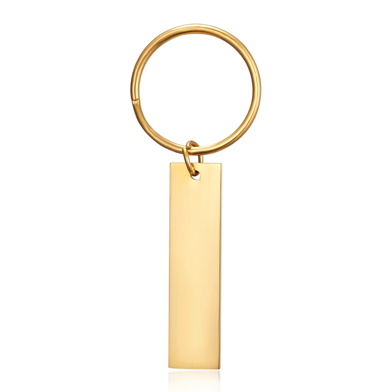 Silver Gold Rose Color Customized Logo Key Chain Engraved Mirror Polished Stainless Steel Square Bar Keychains Blank