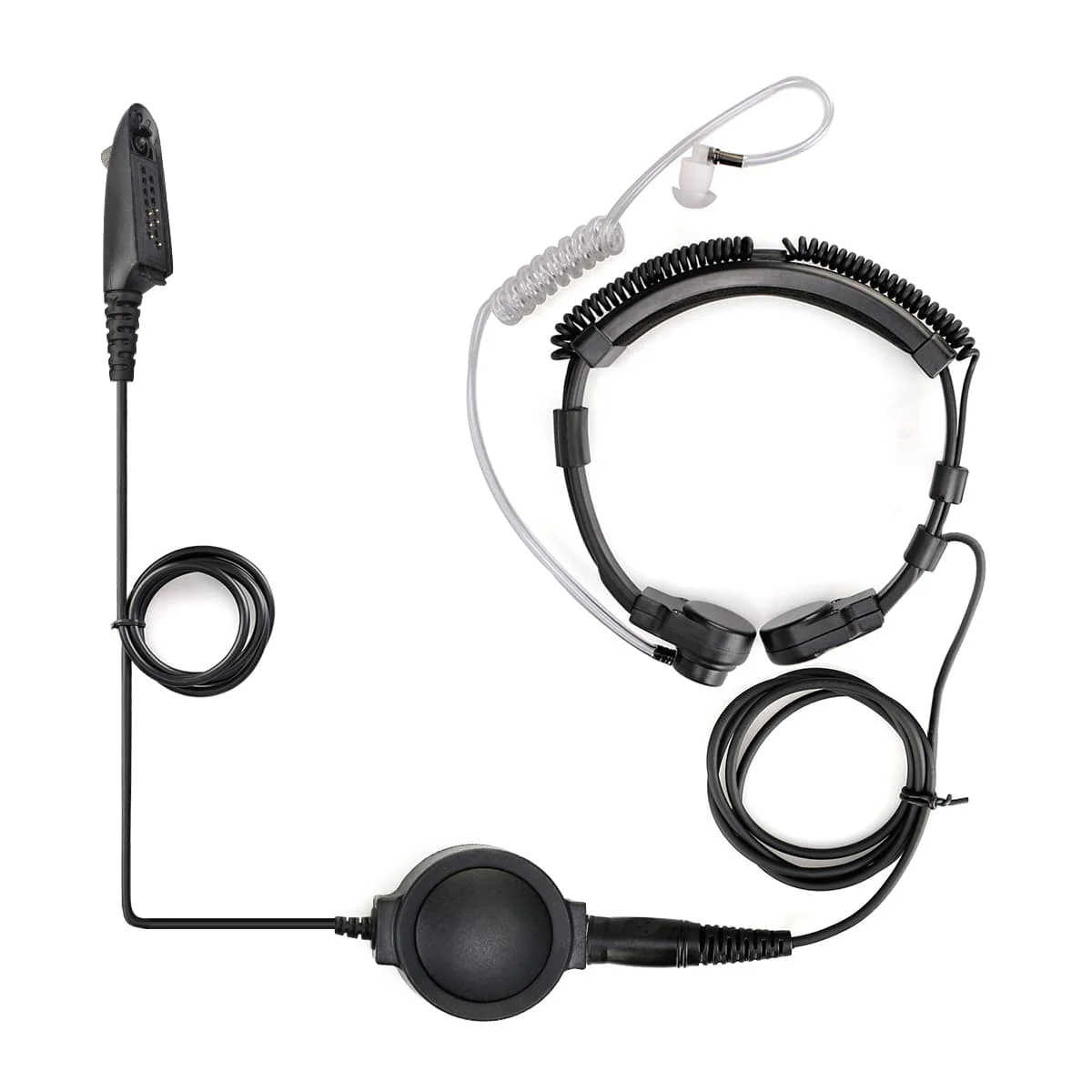 Tactical M2 Stretchable Coiled Tactical Throat Mic Big PTT for Motorola GP328