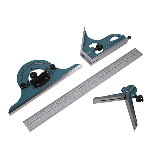 Combination Square Set Stainless Steel Tri 0-180 Angle Ruler Protractor Layout Level Measuring Tool for Carpe