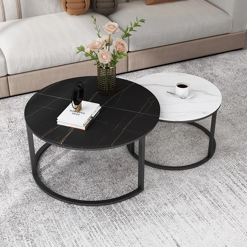 High quality luxury living room furniture stainless steel white minimalist coffee table marble top gold coffee table design