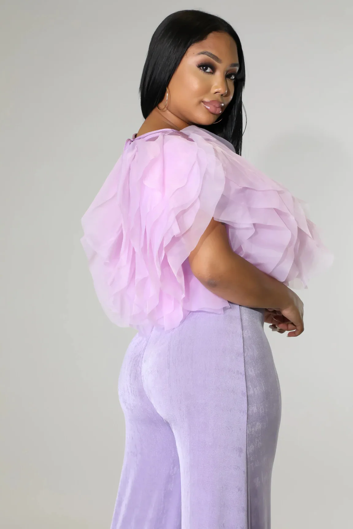 Liu Ming Women Clothing Trending Chiffon Sleeveless Ruffles Crew Neck Summer Lady T Shirt Tops