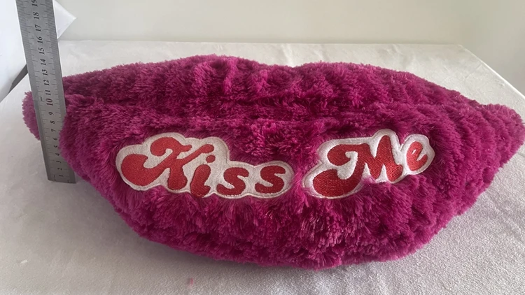 Wholesale Kiss me  red lip  Sofa Cushion Plush stuffed soft red mouth lip shaped pillow cushion for sofa and car