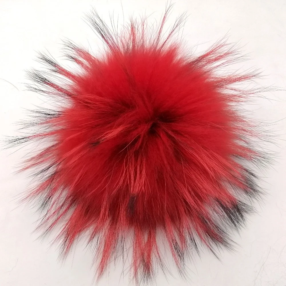 15cm pompom raccoon fur real raccoon fur for Beanie hats snap fluffy raccoon fur pompom with snap
