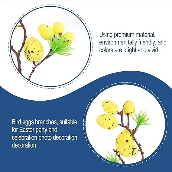 4 Spotted egg cut Foam Easter Egg decorative stick Fake bendable stick table decoration flower arrangement