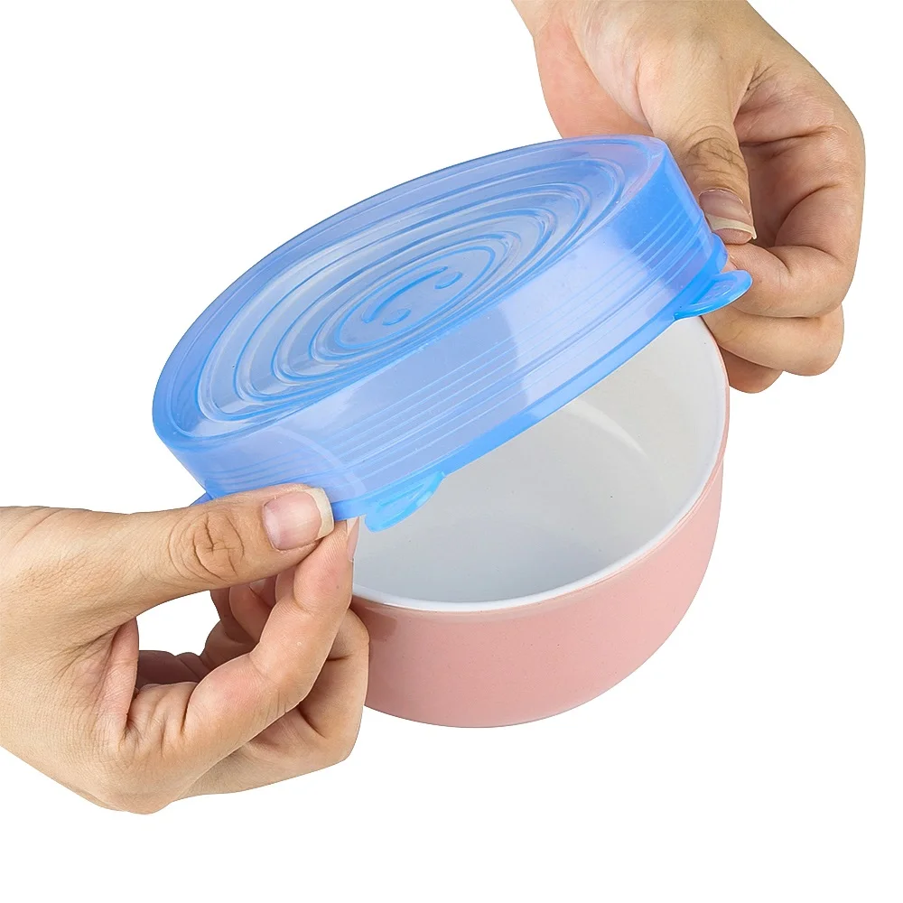 6 Size Fresh-keeping Multi-size Reusable Silicone Stretch Lid Container Cover Plastic Wrap Substitute For Food Storage