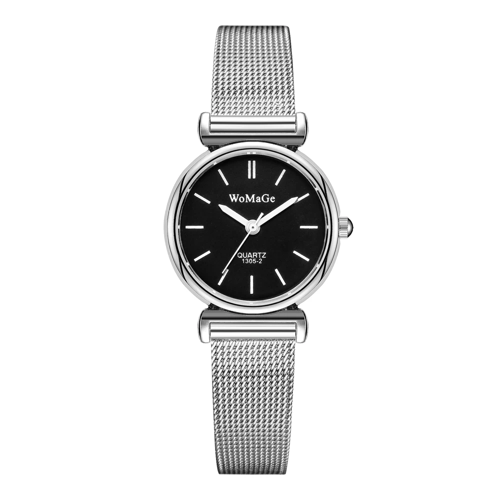 
Women Fashion Silver Mesh Strap Watches Retro Small Ladies Quartz Wristwatches Simple Woman Leather Clock Reloj 