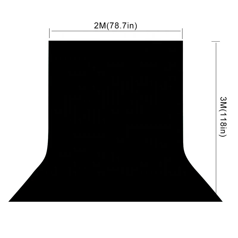 2*3M Foldable Fabric Chromakey Black Muslin Background Cloth Photography Backdrop
