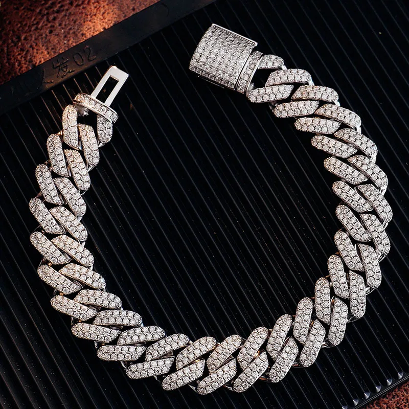 6mm-14mm hip hop Men Necklace 925 Sterling Silver VVS Moissanite Cuban Link Chain Iced Out Cuban Link Miami Cuban Chain