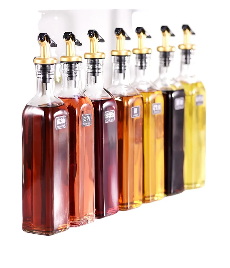 wholesale Glass Oil Dispenser Bottle Oil & Vinegar Cruet with Pourers and Funnel Oil Carafe Decanter for Kitchen
