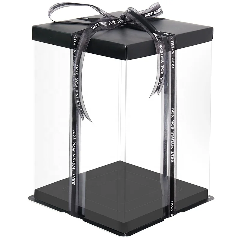 10 Inch Packaging Square Clear Plastic Acrylic Original Transparent Boxes For Cake Clear Plastic