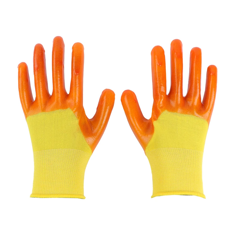 PVC coated orange nylon knitted protective safety work glove