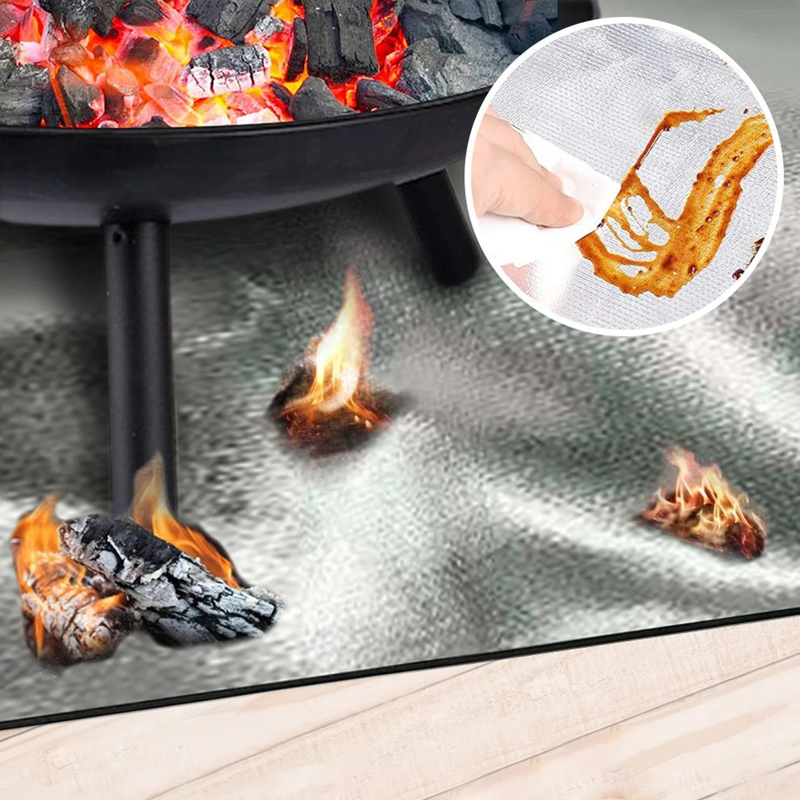 YEGBONG OEM Camping Fireproof Cloth Glass Coated Heat Insulation Pad Outdoors Barbecue Flame Retardant Insulation Mat Blanket