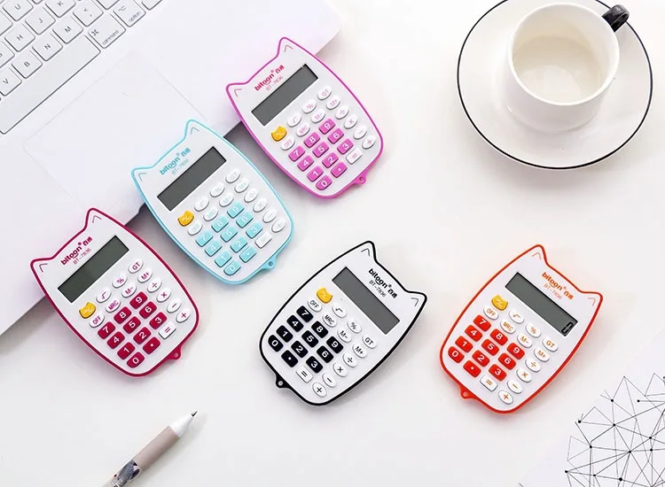 New Arrivals Cute Cat Calculator 12 Digits Students Pink Calculator Mini Scientific Calculator Stationery School Supplie