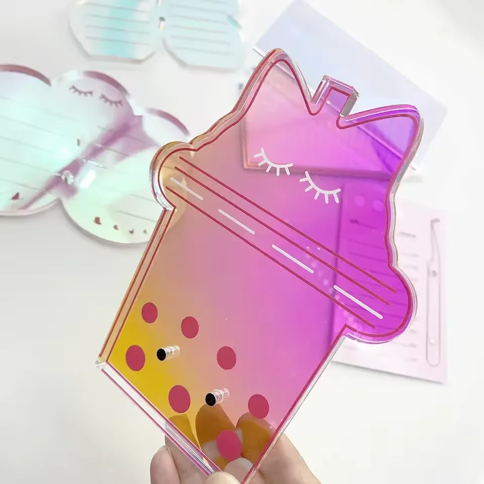 wholesale hello kitty cat butterfly magnetic lash pallet tile custom acrylic lash extension tile lash tiles with cover