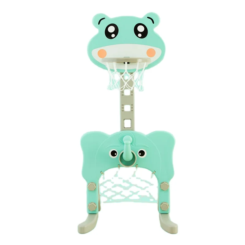 Hot Sell Children Multifunctional Animal Basketball Hoop Stand and Indoor Plastic Football Frame set