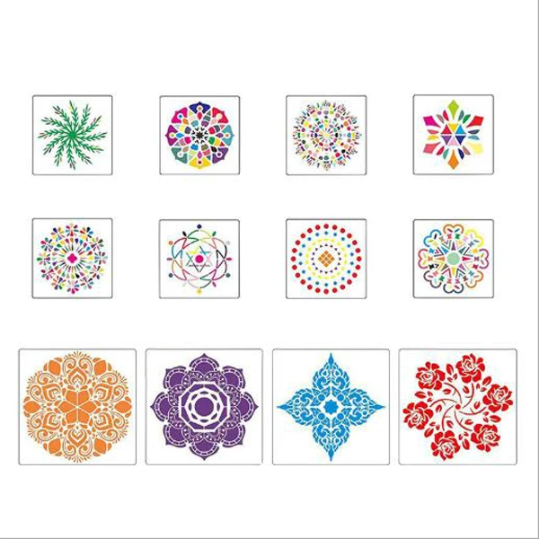 DMO Reusable  20cm PET Painting Template Decor Plastic 4pcs per set Mandala Art Stencils