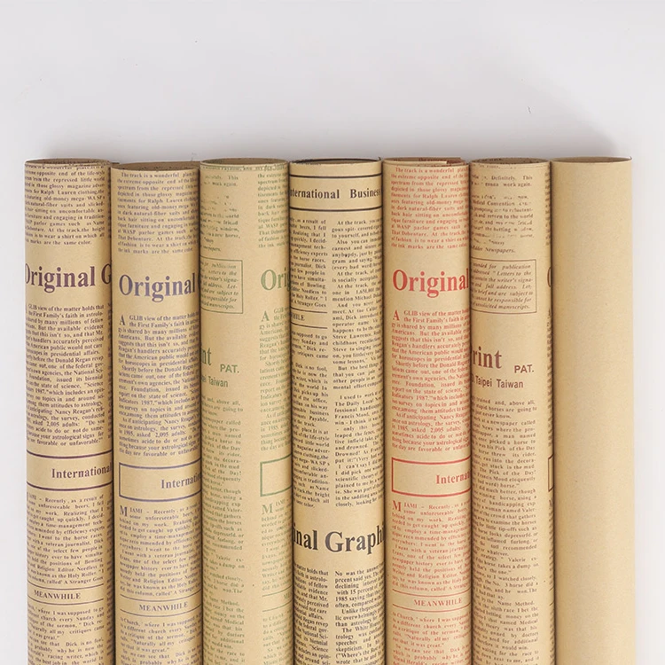 New arrival Gift wrapping paper newspaper print flower wrapping paper