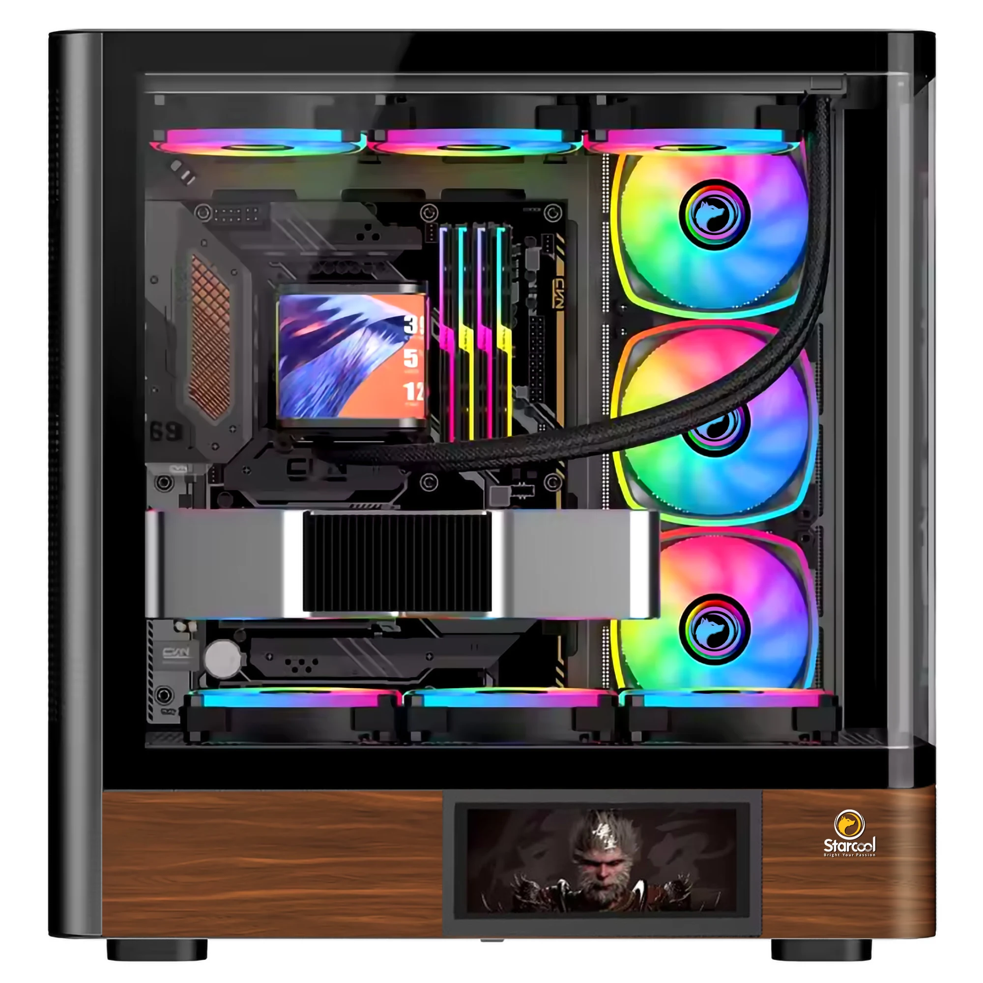 Закаленное стекло боковая панель Mid Tower ATX игровой ПК чехол с экраном ЖК-дисплей монитор компьютер OEM ODM