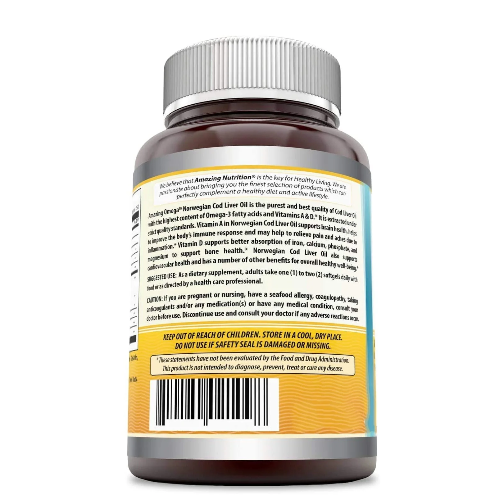 Private Label Support Cod Liver Oil  Softgels Supports Heart Joint Brain Bone & Immune Health 120 Softgels