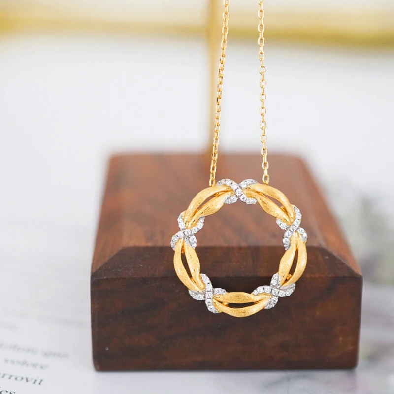 Design Sterling Silver Simple with Diamond Pendant Gold Plated 925 Silver Zircon Round Yellow Charm Pendants Custom Silver 50pcs