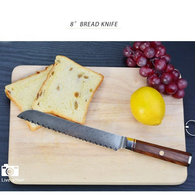 Chef Knife with Etched Damascus High Carbon Stainless Steel Knife  VG-10 Damascus Steel Chef Knife