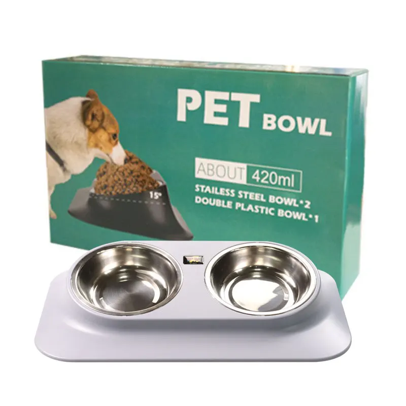 High Sales Adjustable Large Capacity Pet Cat Dog Food Double Wall Feeder Bowl