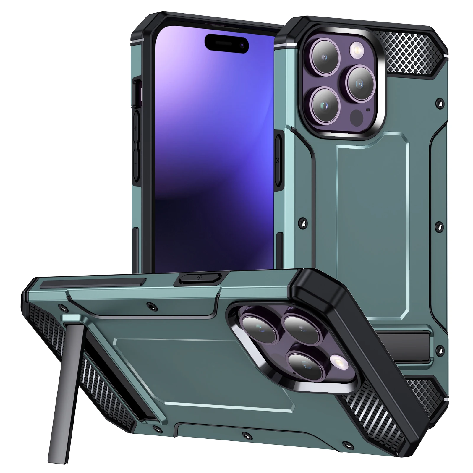 Factory Price Wholesale PC And TPU  2 In 1 Amor Case With Stand Phone Cover For Iphone 14 Pro Max