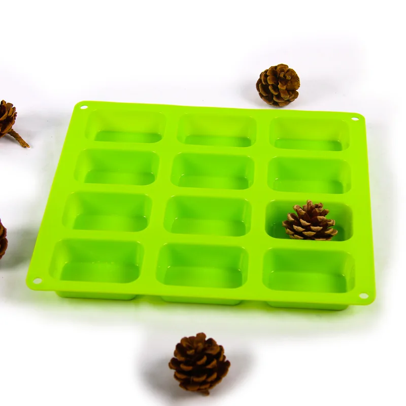 Hot-selling  12 Cavity Mini  Loaf Pan  Cake Tool Silicone Muffin Pan, Silicone Soap Mold