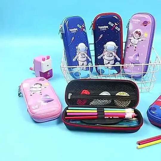 Wholesale Cartoon Kawaii Unicorn Animal 3D EVA Pen Bag Large Capacity Organizer Pouch Stationery Pencil Case for School Girl Boy