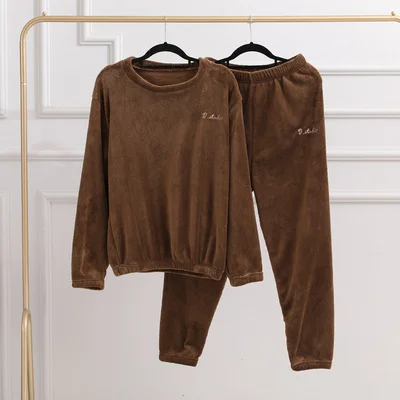 XQM Winter Coral Fleece Home Wear Pajamas Wear Casual Lazy Pants Loose Warm Suit for Women