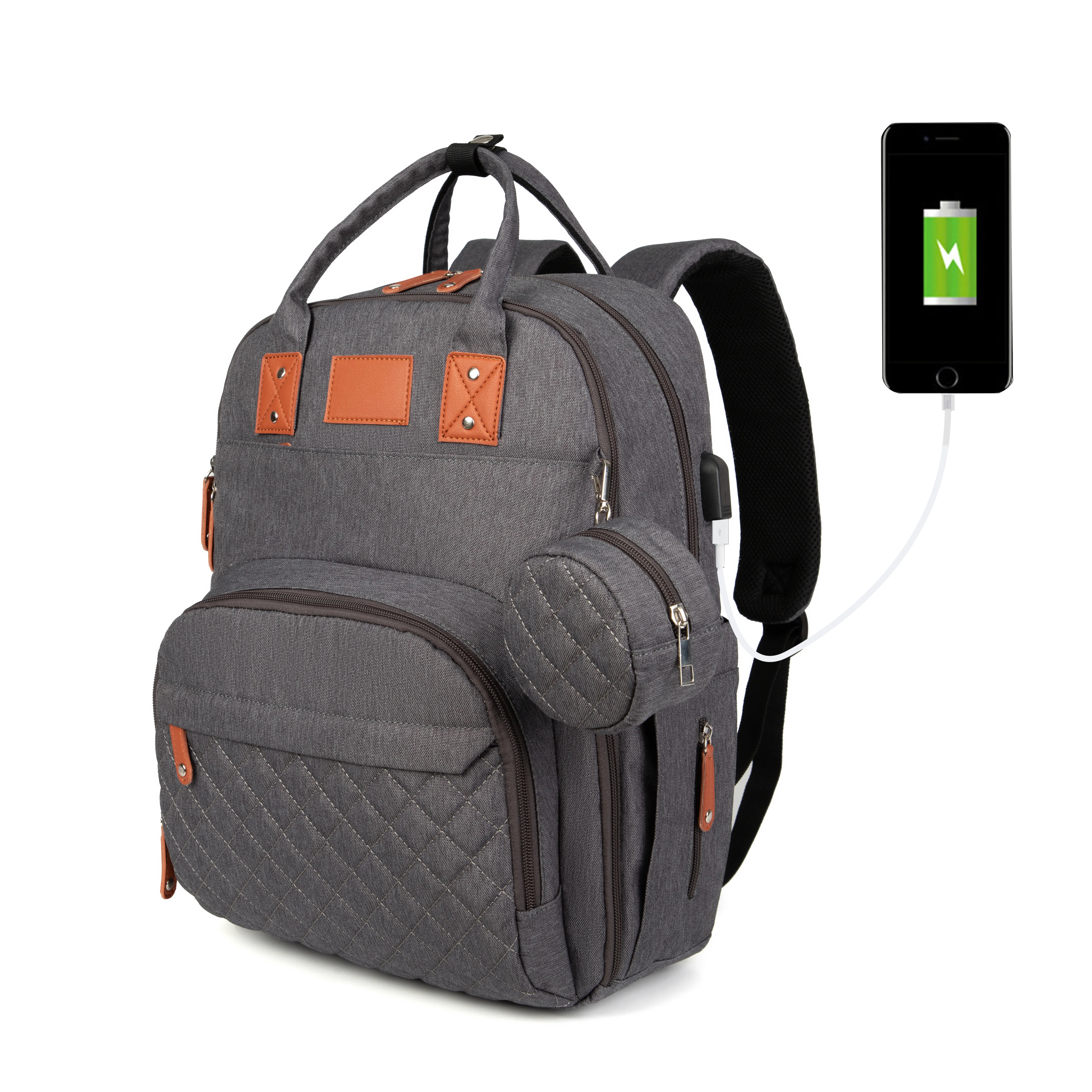 2021 hot sale solid mummy backpack  designer diaper bags quilted diaper bag