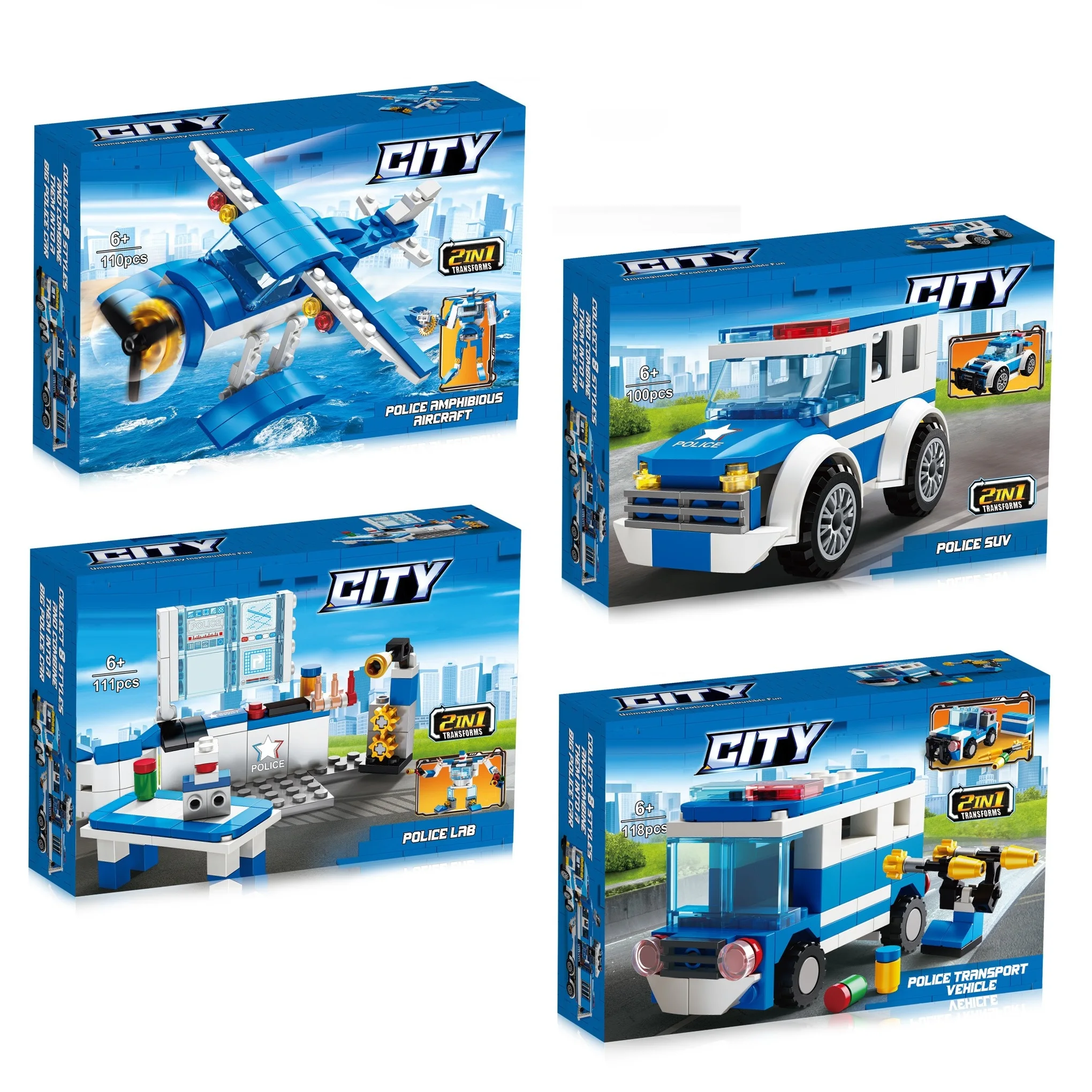 KFS Police Command Car Building Blocks Puzzle Compatible Toy Boy Small Particle Police Car Model
