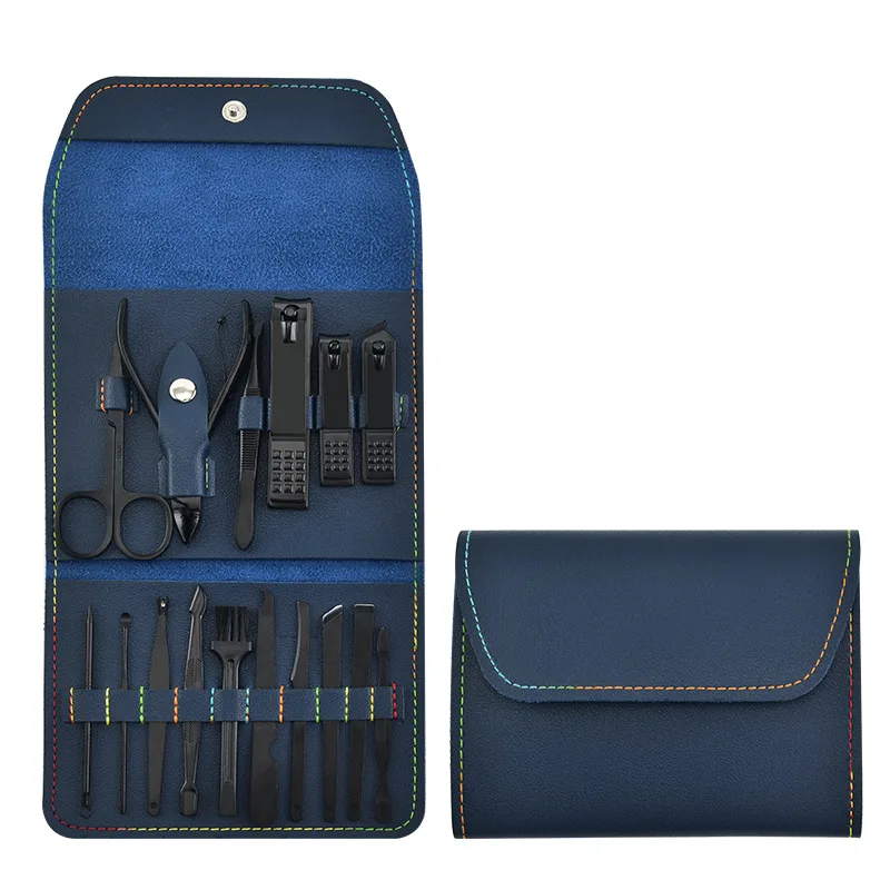 16 pieces of nail clippers set scissors tweezers ear picks with practical manicure set tools a variety of colors