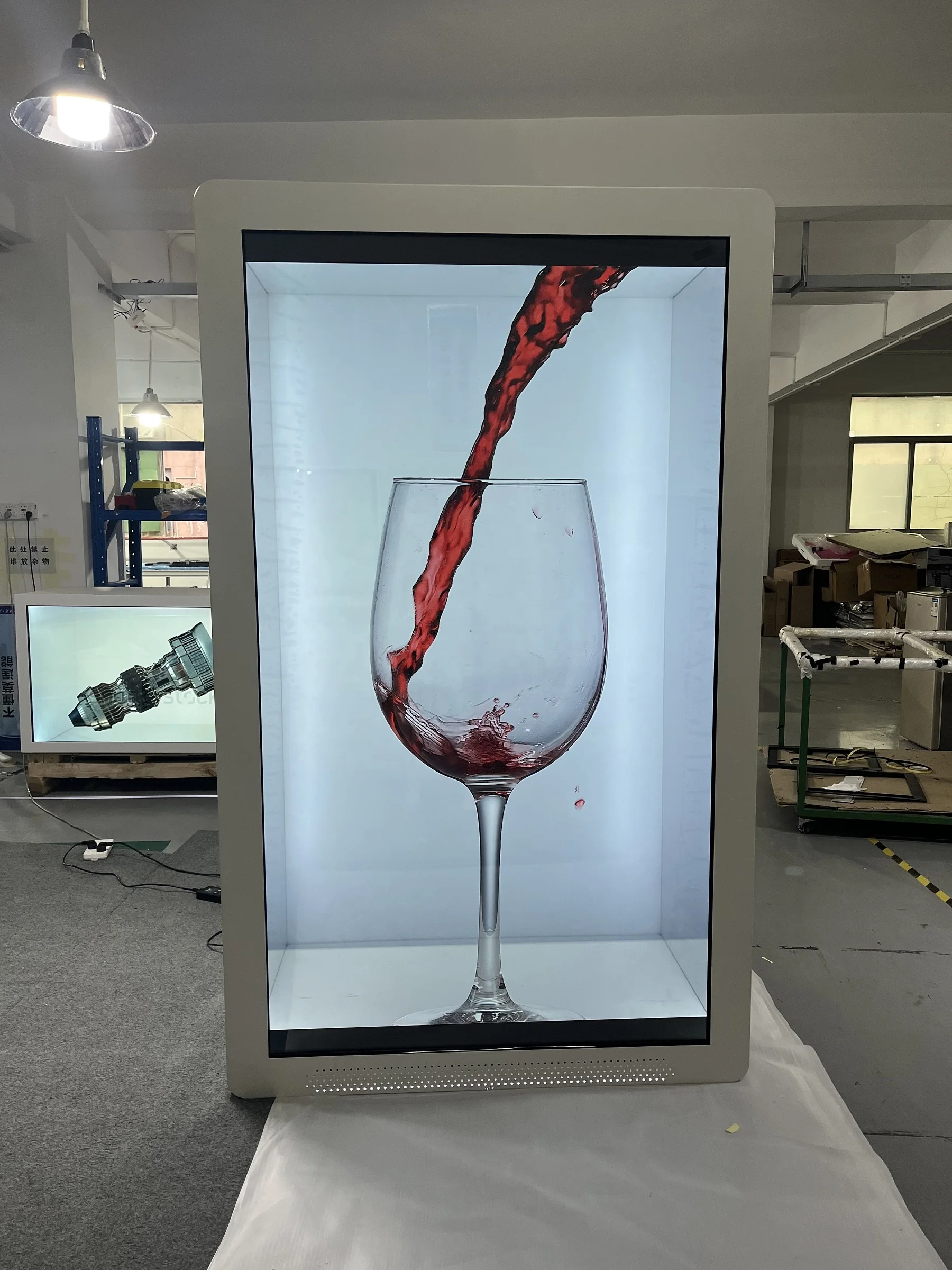 86 Inch Interactive Advertising Monitor Showcase LCD Touch Screen Advertising Player Transparent LCD Display Box