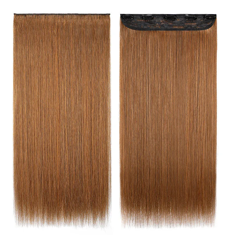 60cm-70cm Long Clip In Hair Extensions 5Clips Straight Heat Resistant Synthetic Hair Piece Natural Hair Extension