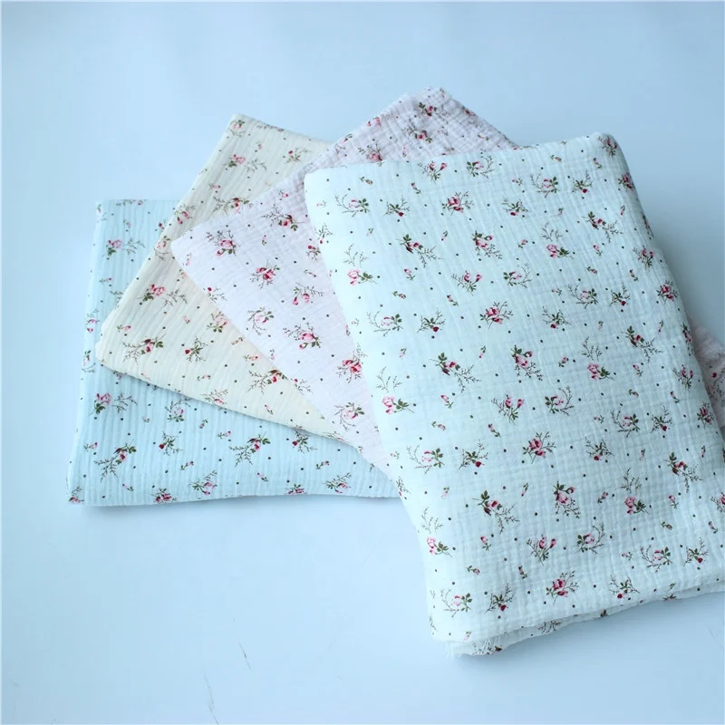 
100% cotton double crepe gauze sleepwear baby blanket kids fabric 