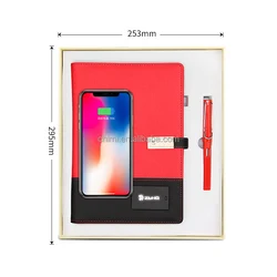 factory professional manufacture business power bank notebook 32G usb flash drive notebook with power bank and usb and light
