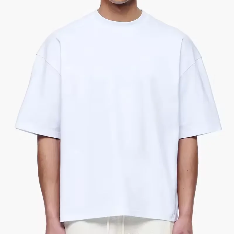 Custom Heavy Cotton Oversized Boxy Cropped T-Shirt Men DTG Print Cropped Top Box Fit Design Blank T-Shirt Mens Clothing