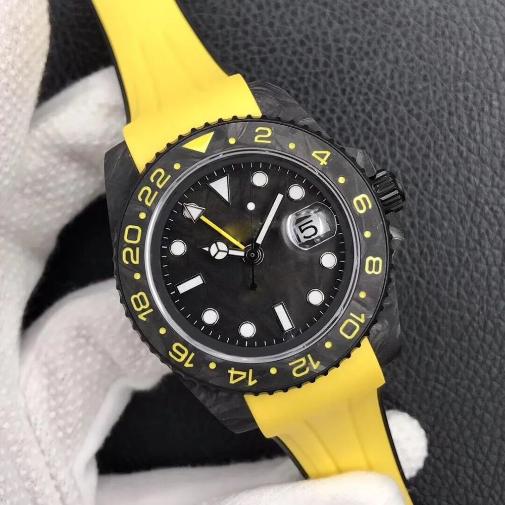  Роскошные часы GMT-Master из углеродного волокна для дайвинга автоматические Супер Светящиеся спортивные военные